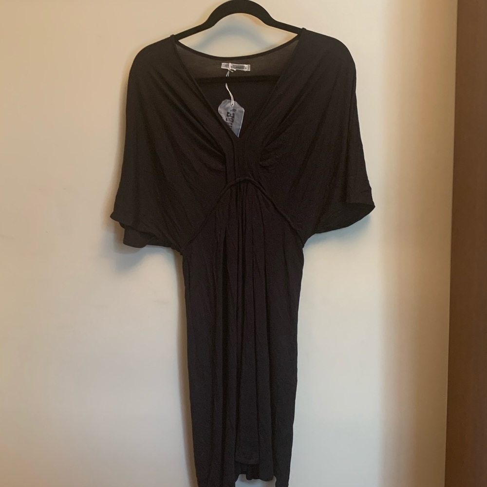 Black Cotton Short Sleeve Dress NWT